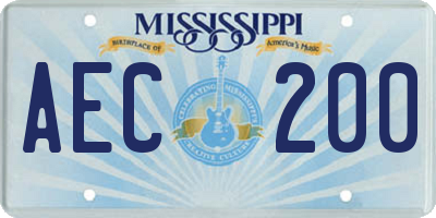 MS license plate AEC200