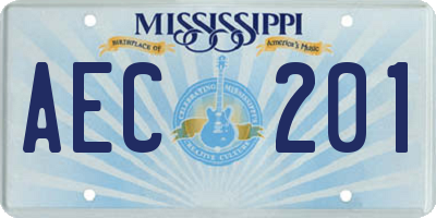 MS license plate AEC201