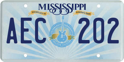 MS license plate AEC202