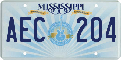 MS license plate AEC204