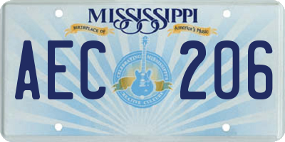 MS license plate AEC206