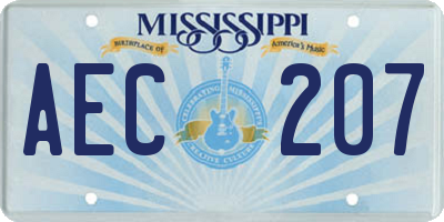 MS license plate AEC207