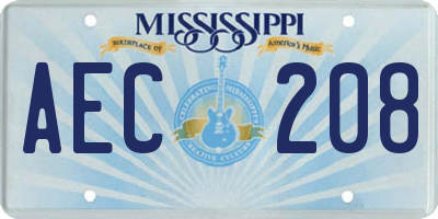 MS license plate AEC208