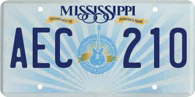 MS license plate AEC210
