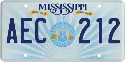 MS license plate AEC212