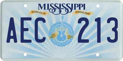 MS license plate AEC213