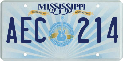 MS license plate AEC214