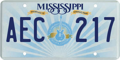 MS license plate AEC217