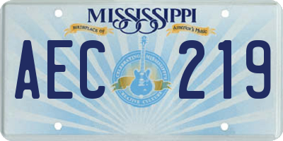MS license plate AEC219