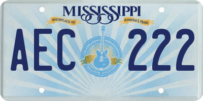 MS license plate AEC222