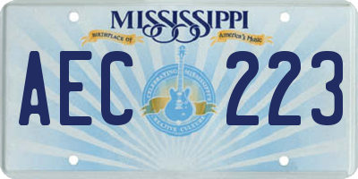 MS license plate AEC223