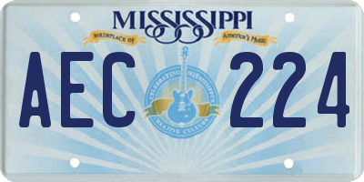 MS license plate AEC224