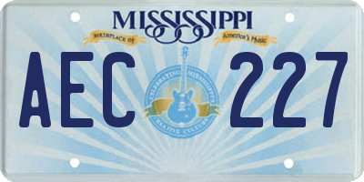 MS license plate AEC227