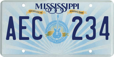 MS license plate AEC234