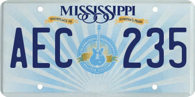 MS license plate AEC235