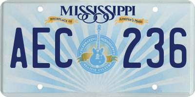 MS license plate AEC236