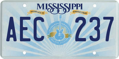MS license plate AEC237