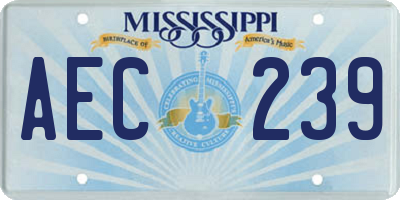 MS license plate AEC239