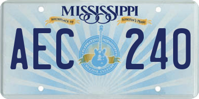 MS license plate AEC240
