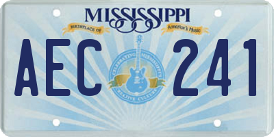 MS license plate AEC241