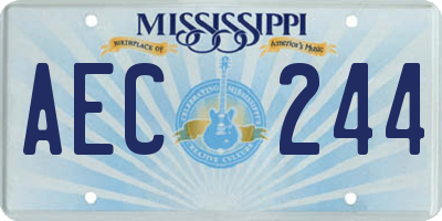 MS license plate AEC244