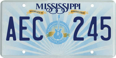 MS license plate AEC245