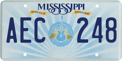 MS license plate AEC248