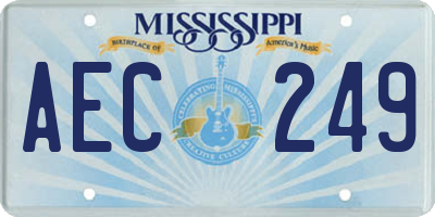 MS license plate AEC249