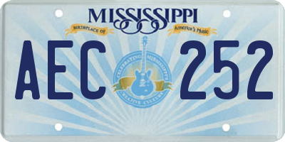 MS license plate AEC252