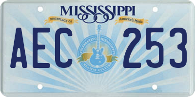 MS license plate AEC253