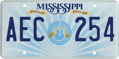 MS license plate AEC254