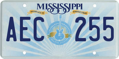 MS license plate AEC255