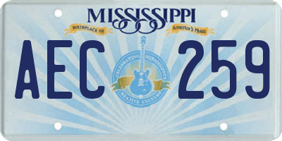 MS license plate AEC259