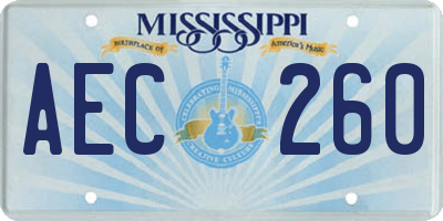 MS license plate AEC260