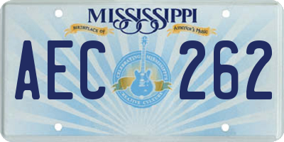 MS license plate AEC262