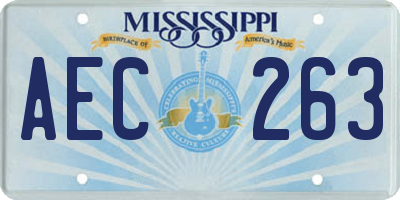MS license plate AEC263