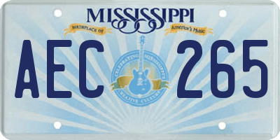 MS license plate AEC265