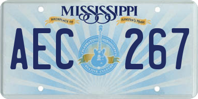 MS license plate AEC267