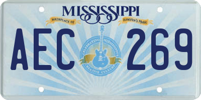 MS license plate AEC269