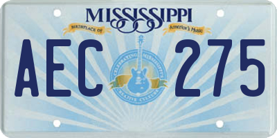 MS license plate AEC275
