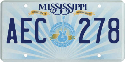 MS license plate AEC278