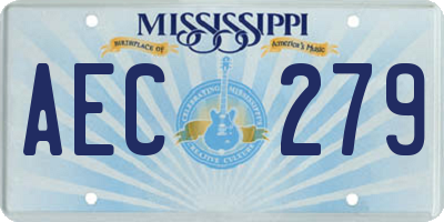 MS license plate AEC279
