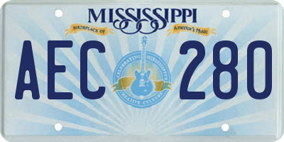 MS license plate AEC280