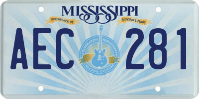 MS license plate AEC281