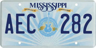 MS license plate AEC282