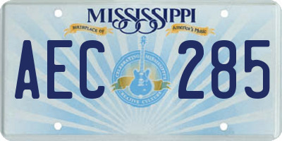 MS license plate AEC285