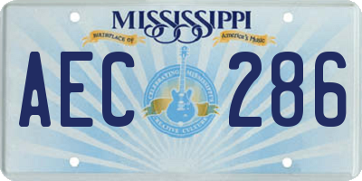 MS license plate AEC286