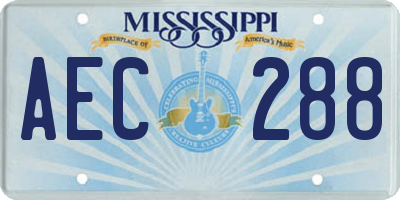 MS license plate AEC288