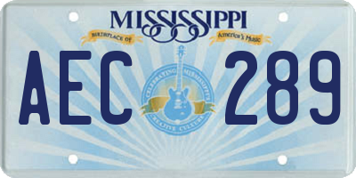 MS license plate AEC289