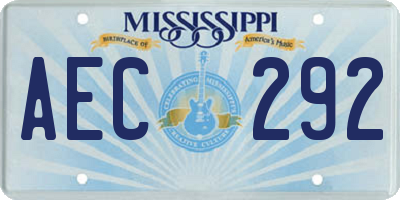 MS license plate AEC292
